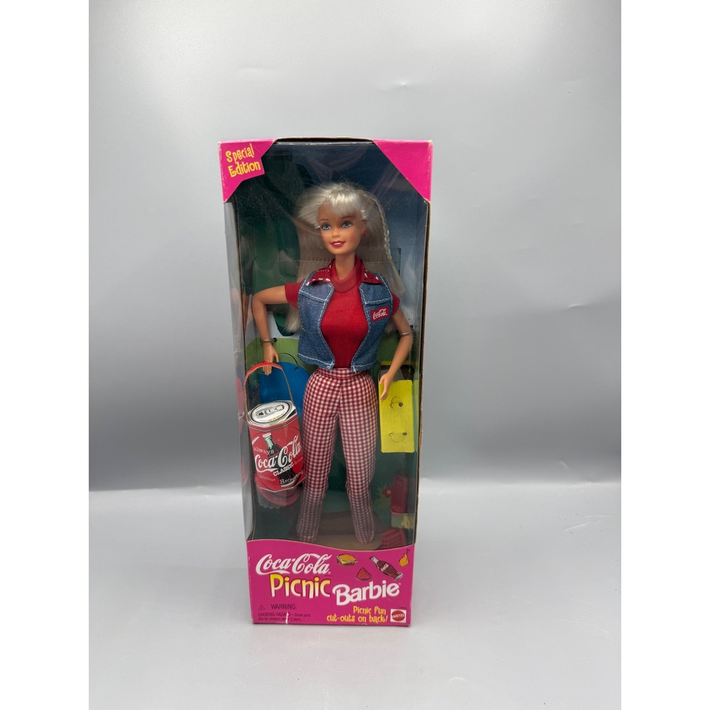 Mattel Coca-Cola Picnic Barbie Special Edition Doll 1997 Gingham Denim 18322 NEW